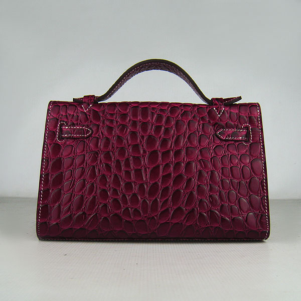 AAA Hermes Kelly 22 CM France Python Leather Handbag Wine H008 On Sale - Click Image to Close